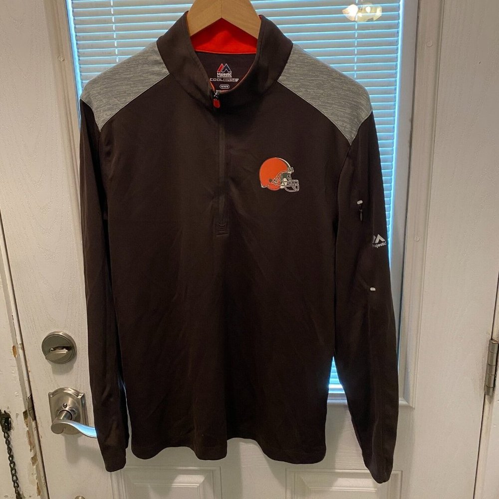 Cleveland Browns 1/4 Zip Shirt Mens M‎ Majestic Cool Base Reflective Running